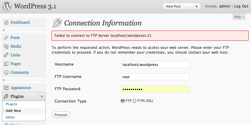 wordpress asking for ftp on localhost mac